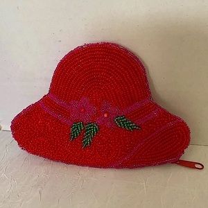 Red hat society  beaded coin purse